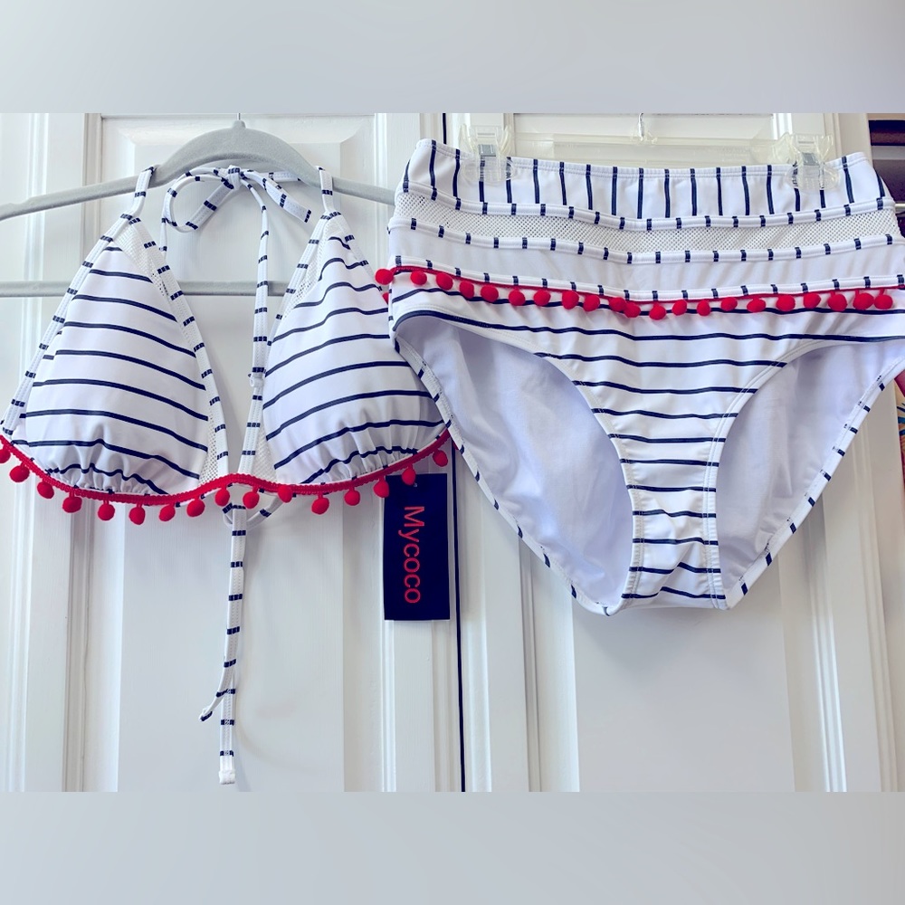NWT size L (12-14) Red, White, & Navy Bikini